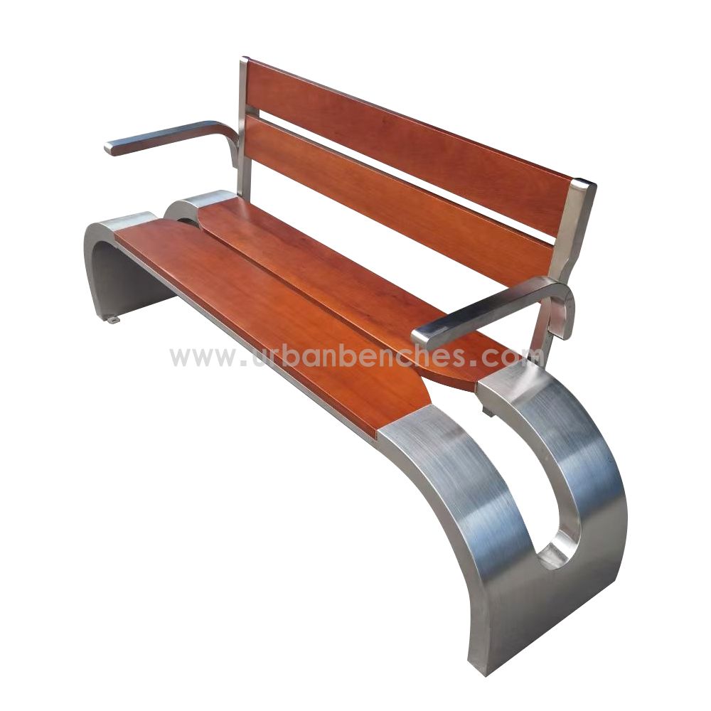  PC-MW-013 Metal+Solid Wood Park Chair
